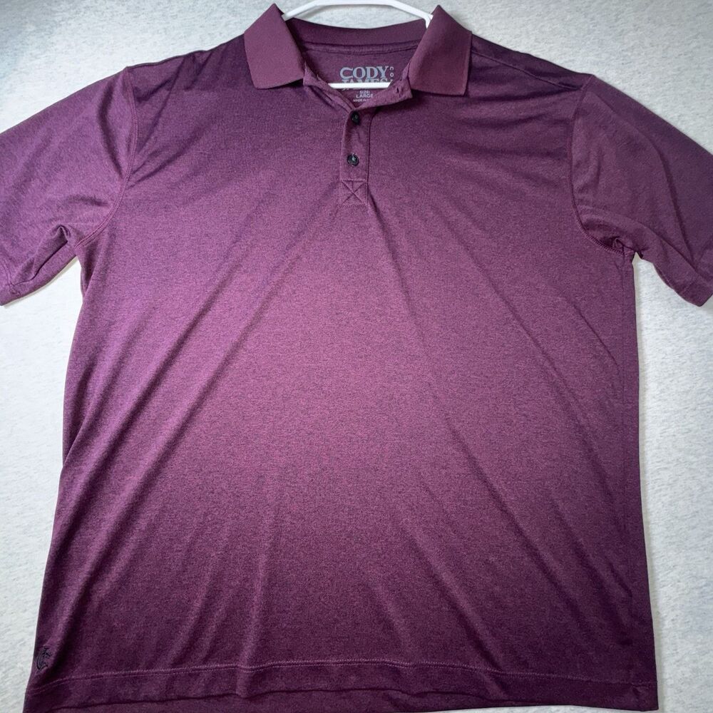 Mens Cody James Core 100% Polyester Collared Polo Shirt Burgundy Size Large